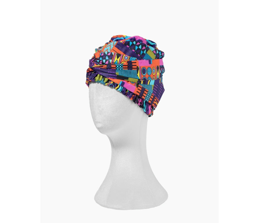 African Fabs Easy headwrap with satin lined hair bonnet - Turban with satin-lined bonnet