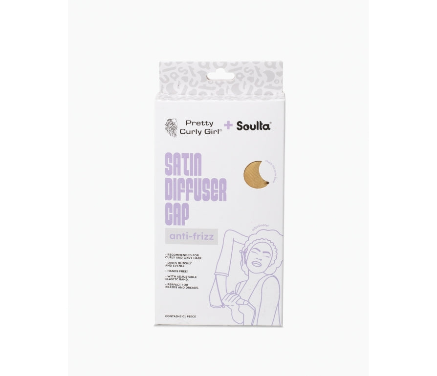 Pretty Curly Girl & Soulta Gold Satin Diffuser Cap - Cap for drying curly hair - Gold