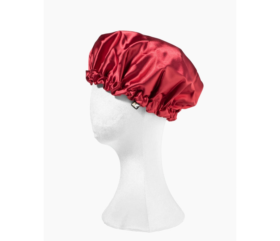 Nina Scrunchies - Handmade satin bonnet with elastic for curly hair - Burgundy