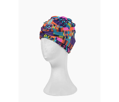 African Fabs Easy headwrap with satin lined hair bonnet - Turban se saтénovou čelenkou