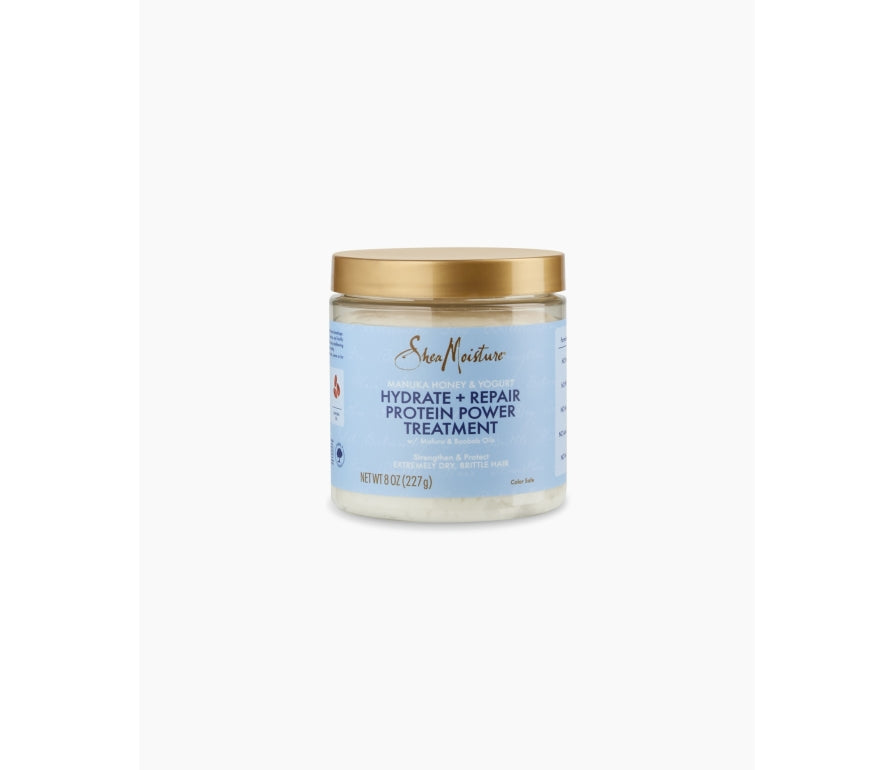 Shea Moisture Manuka Honey &amp; Yogurt Protein Power Treatment - Fehérje maszk a sérült haj helyreállítására és védelme 237 g