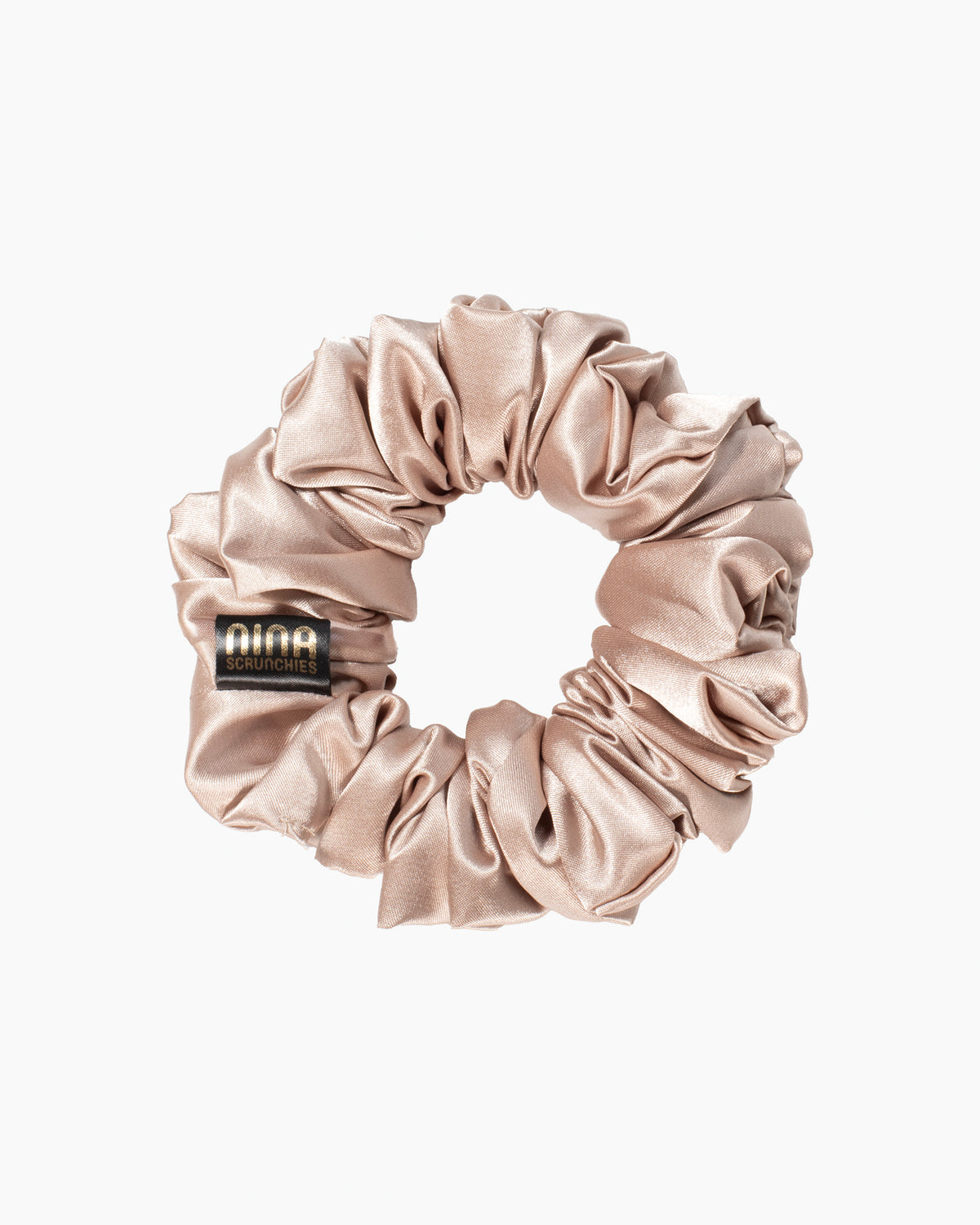 Nina Scrunchies Satin Scrunchie - Saténová gumička pro kudrnaté vlasy - Světle hnědá MOKA