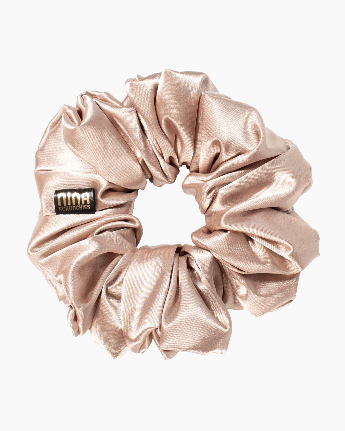 Nina Scrunchies Satin Scrunchie - Saténová gumička pro kudrnaté vlasy - Světle hnědá MOKA