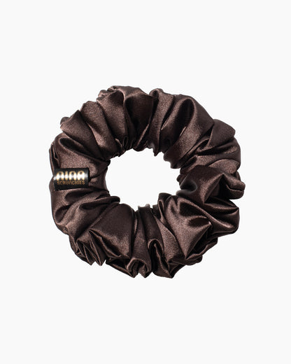 Nina Scrunchies Satin Scrunchie - Satin hair tie for curly hair - Dark brown MOKA