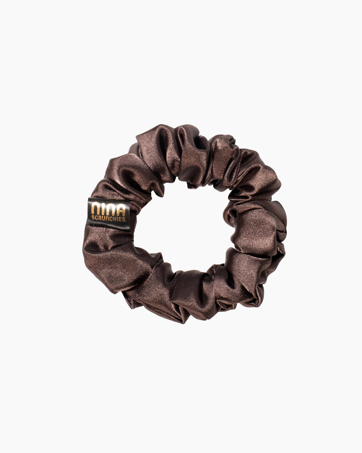 Nina Scrunchies Satin Scrunchie - Satin hair tie for curly hair - Dark brown MOKA