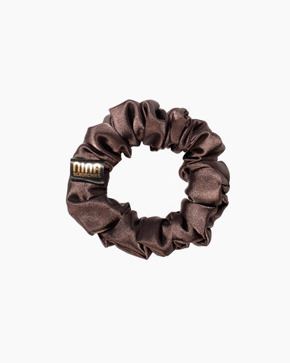 Nina Scrunchies Satin Scrunchie - Satin hair tie for curly hair - Dark brown MOKA