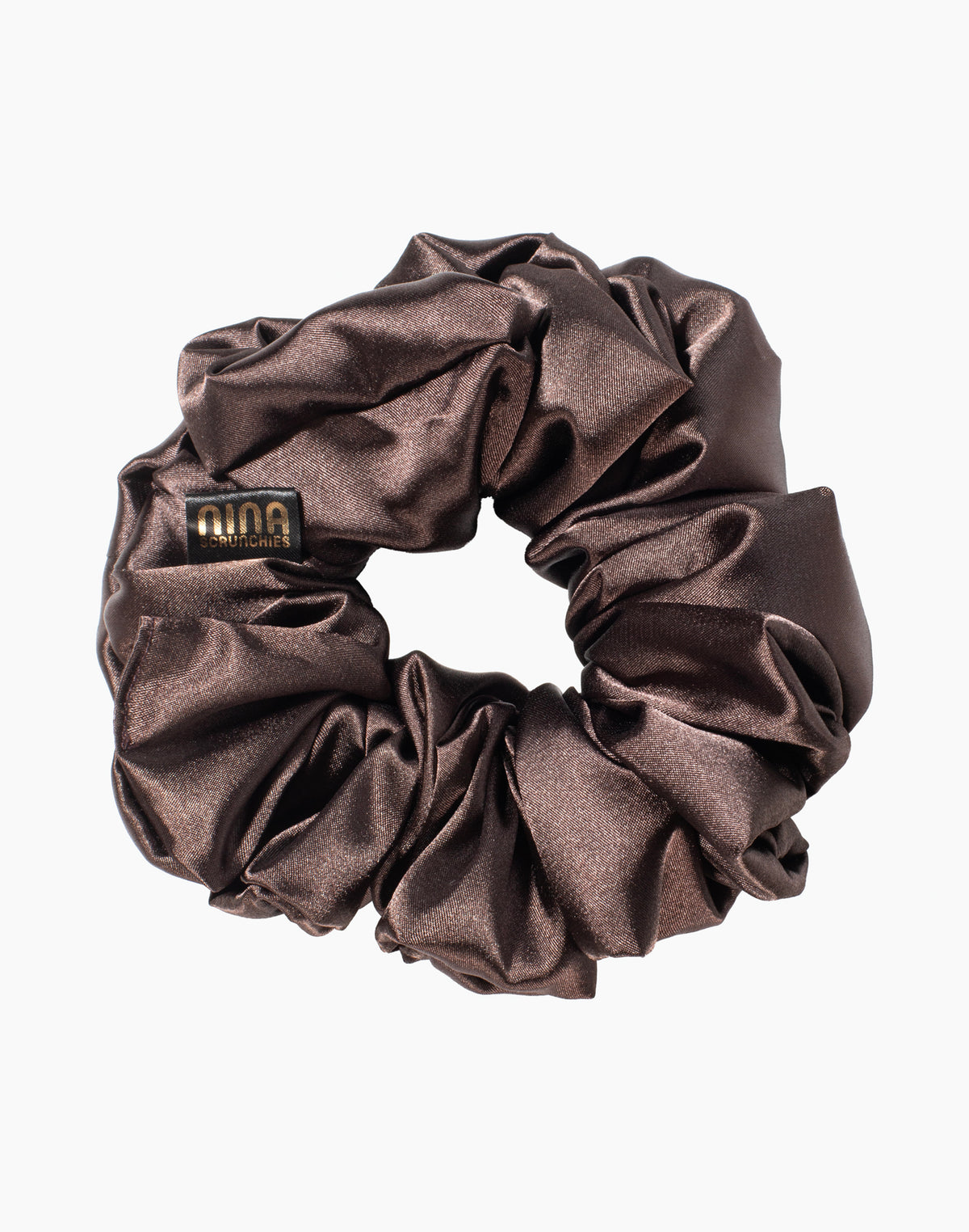 Nina Scrunchies Satin Scrunchie - Satin hair tie for curly hair - Dark brown MOKA