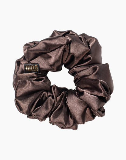 Nina Scrunchies Satin Scrunchie - Satin hair tie for curly hair - Dark brown MOKA