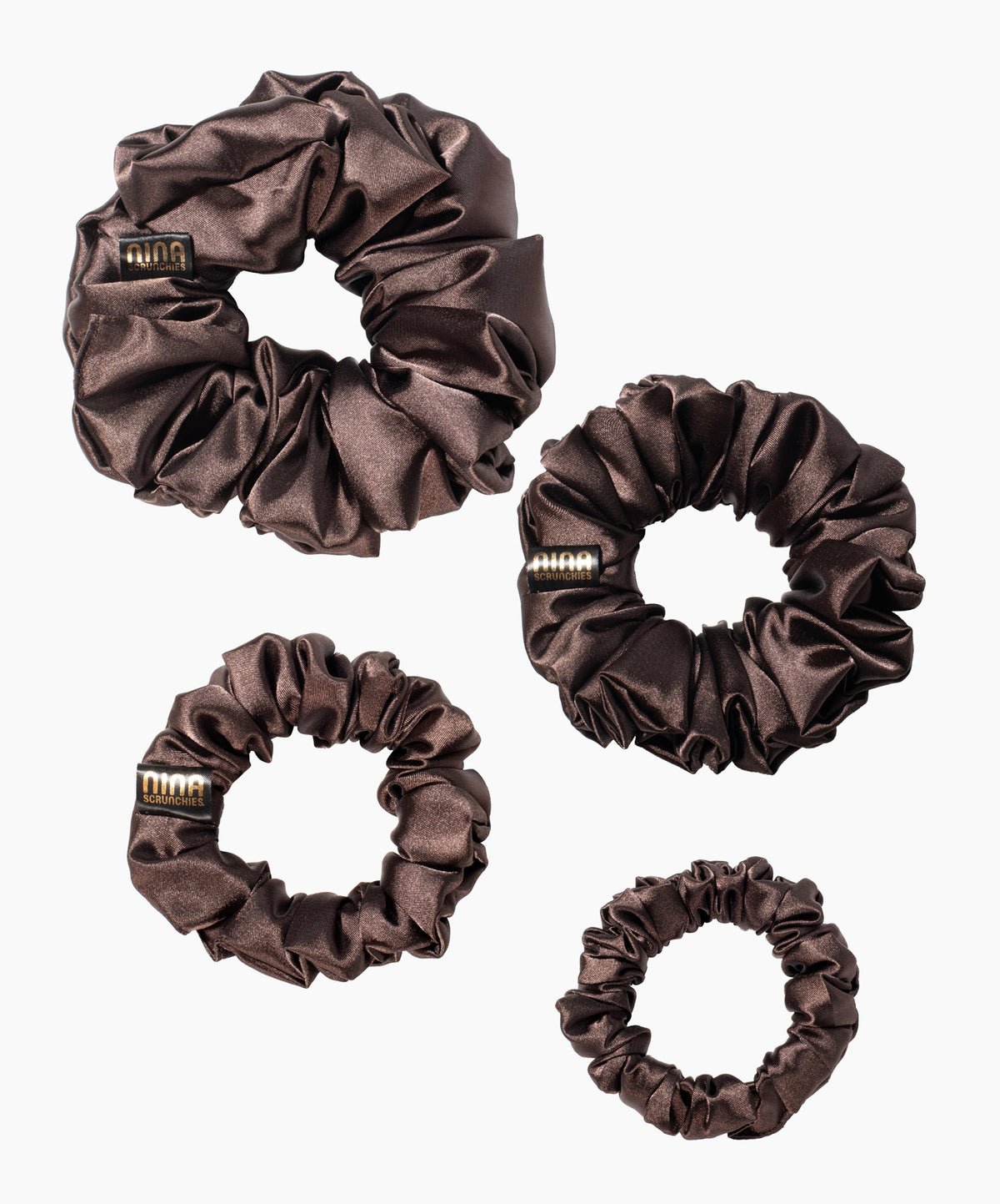 Nina Scrunchies Satin Scrunchie - Satin hair tie for curly hair - Dark brown MOKA