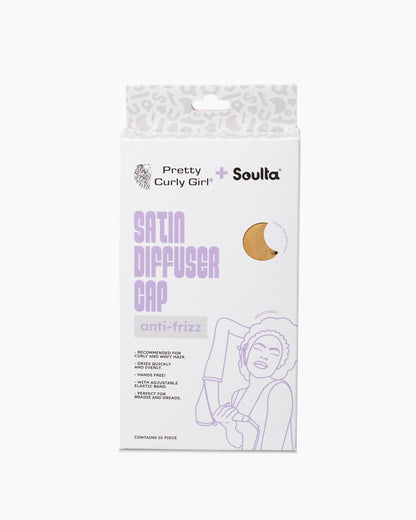 Pretty Curly Girl &amp; Soulta Gold Satin Diffuser Cap - Čepice na sušení kudrnatých vlasů - Zlatá