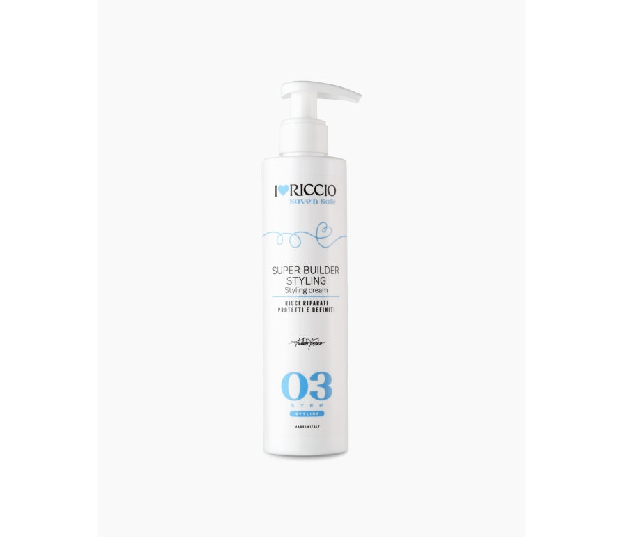 I Love Riccio Crema modellante Super Builder Styling Curl Save’n Safe - Ochranný stylingový krém na (od)farbené kučery 250 ml