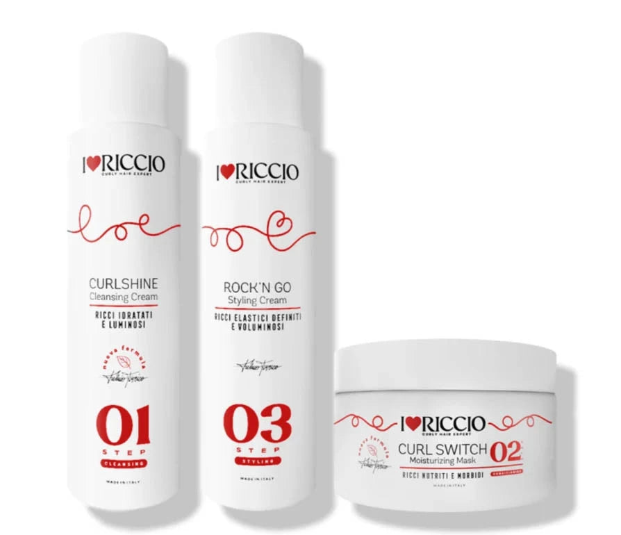 I Love Riccio - Utazási hidratáló szett hullámokhoz és göndör hajhoz 3x100 ml