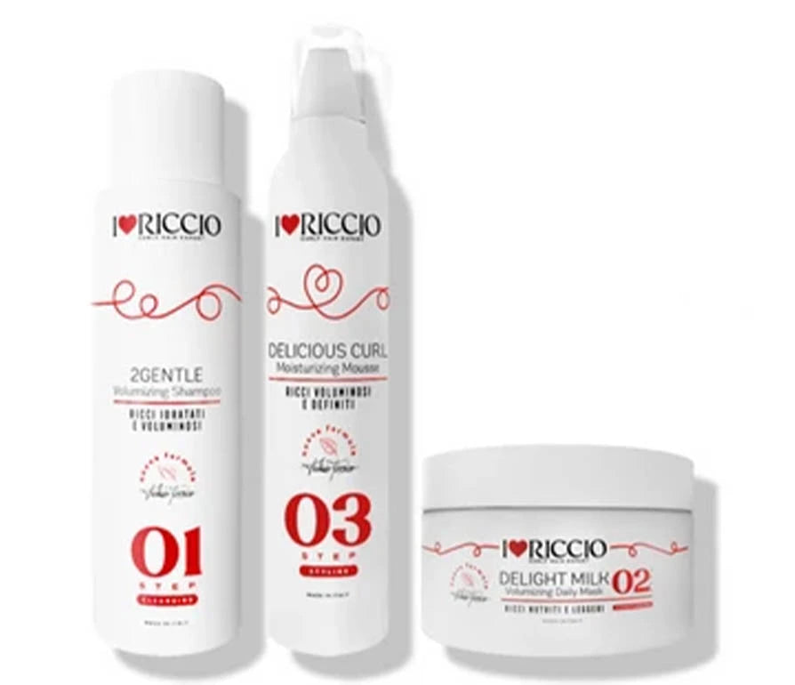 I Love Riccio - Cestovní sada na objem pro jemné vlny a kudrliny  3x100 ml